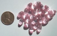 25 9x6mm Pink Fiber Optic Ovals